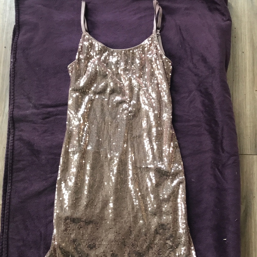 Sequin gold mini dress
